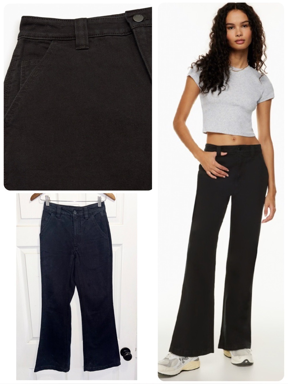 Aritzia TNA Campbell Pant High-waisted Twill Flared Workwear Pants Black Size 00